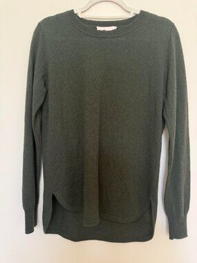 The Cashmere Project Crew Neck High Low Sweater Quiet Luxury Olive - Medium